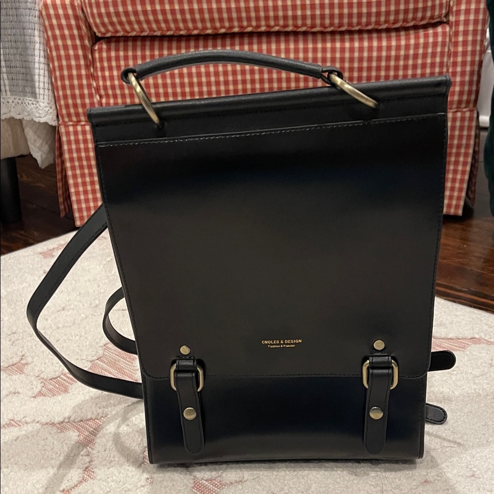 Black REAL Leather Backpack